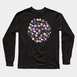 Fresh Flowers Purple Orange Long Sleeve T-Shirt